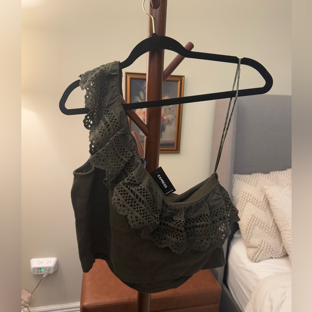 Express One Shoulder Ruffle Tank